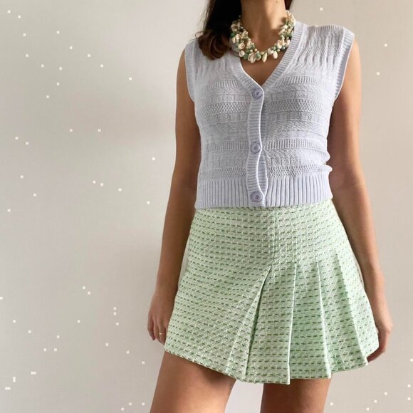 27 Miles Malibu | Pastel baby blue knit sleeveless button up vest sweater top XS - Picture 2 of 8